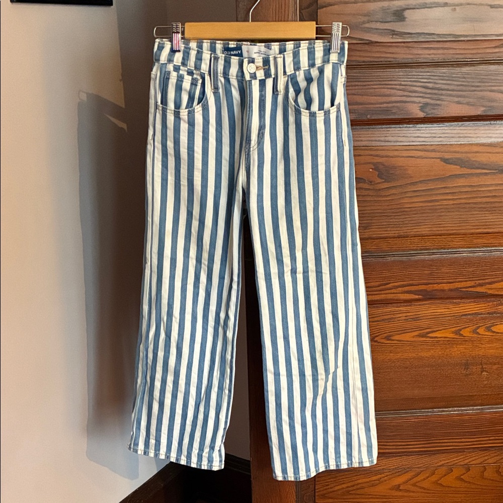 Old Navy Blue and White Striped Kids Jeans